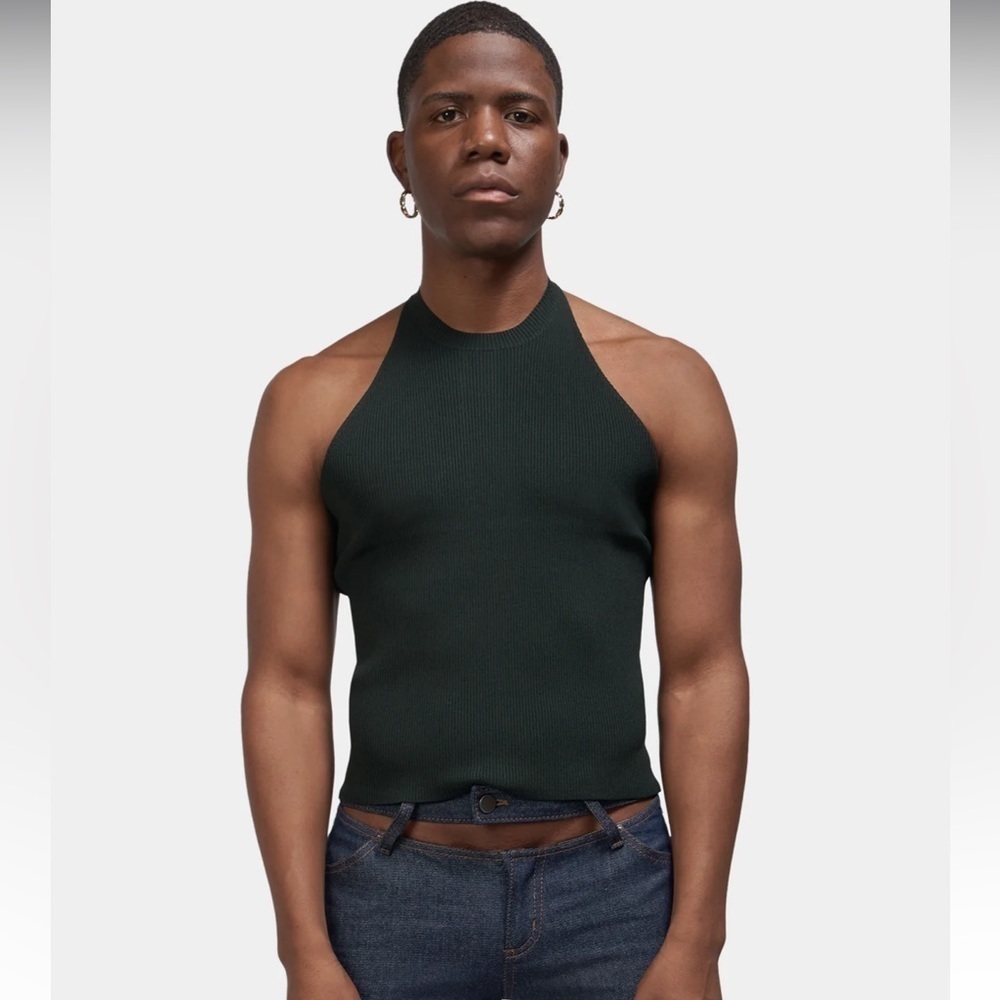 k.ngsley Dark Olive "M.S.B" Halter Knit